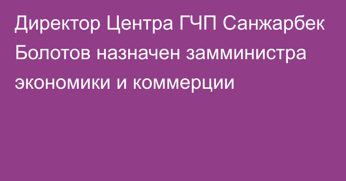 Директор Центра ГЧП Санжарбек Болотов назначен замминистра экономики и коммерции