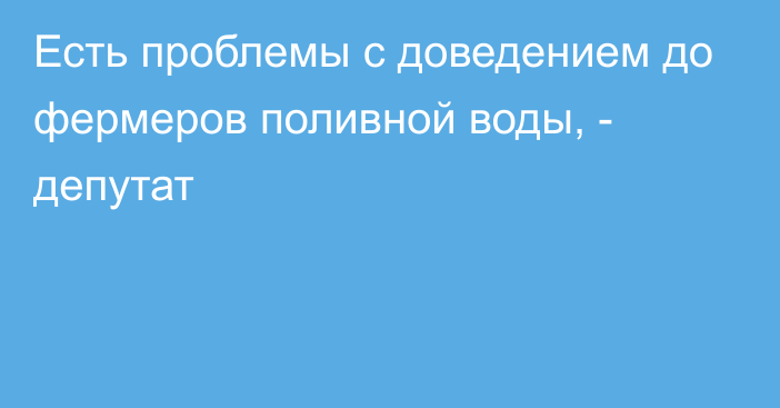 Есть проблемы с доведением до фермеров поливной воды, - депутат