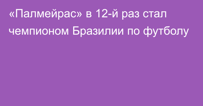 «Палмейрас» в 12-й раз стал чемпионом Бразилии по футболу