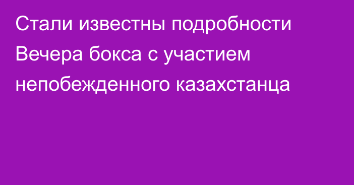 Стали известны подробности Вечера бокса с участием непобежденного казахстанца