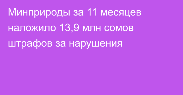 Минприроды за 11 месяцев наложило 13,9 млн сомов штрафов за нарушения