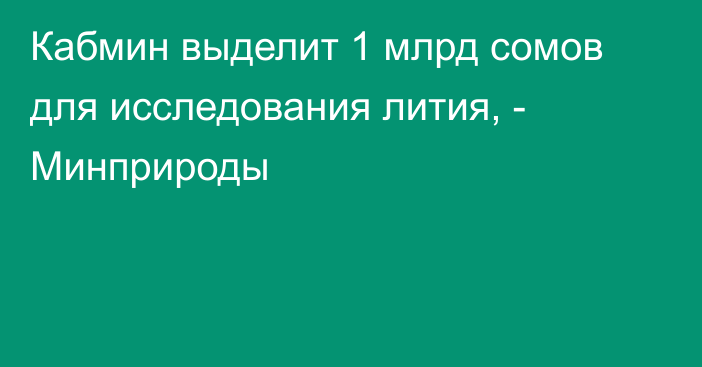 Кабмин выделит 1 млрд сомов для исследования лития, - Минприроды