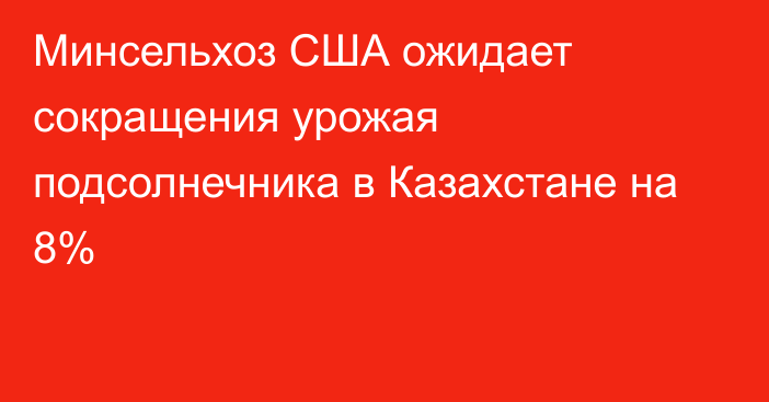 Минсельхоз США ожидает сокращения урожая подсолнечника в Казахстане на 8%