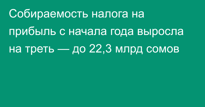 Собираемость налога на прибыль с начала года выросла на треть — до 22,3 млрд сомов