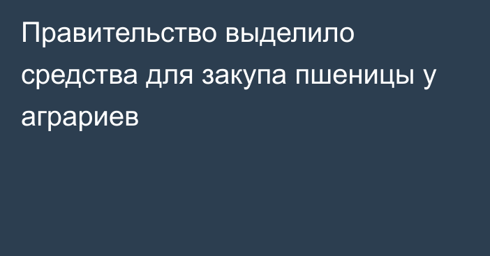 Правительство выделило средства для закупа пшеницы у аграриев