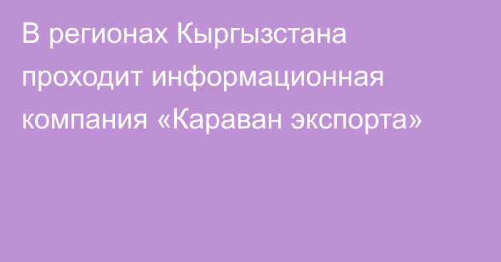 В регионах Кыргызстана проходит информационная компания «Караван экспорта»