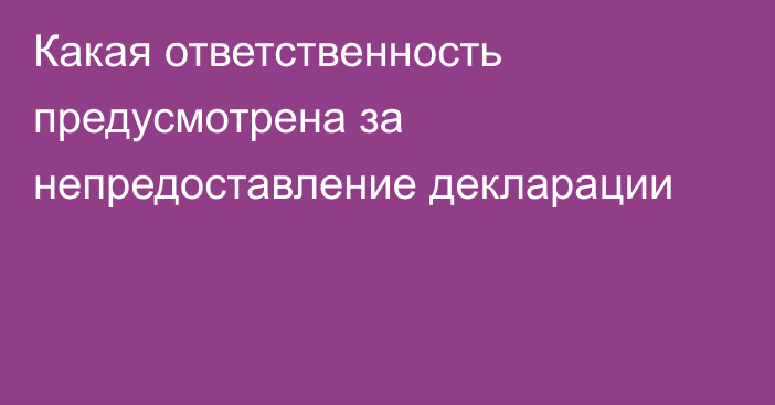 Какая ответственность предусмотрена за непредоставление декларации