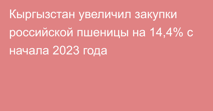 Кыргызстан увеличил закупки российской пшеницы на 14,4% с начала 2023 года