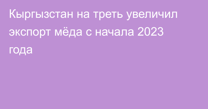 Кыргызстан на треть увеличил экспорт мёда с начала 2023 года