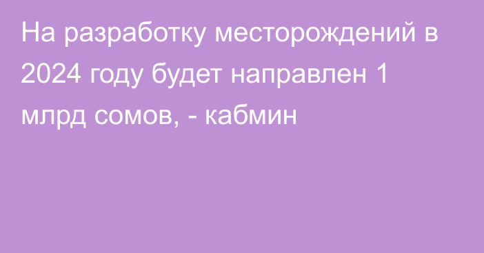 На разработку месторождений в 2024 году будет направлен 1 млрд сомов, - кабмин