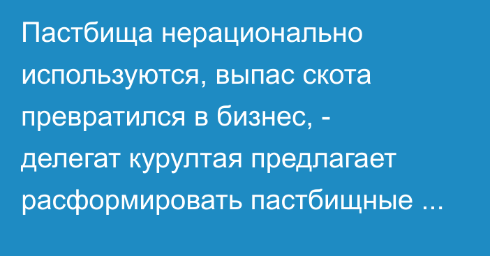 Пастбища нерационально используются, выпас скота превратился в бизнес, - делегат курултая предлагает расформировать пастбищные комитеты