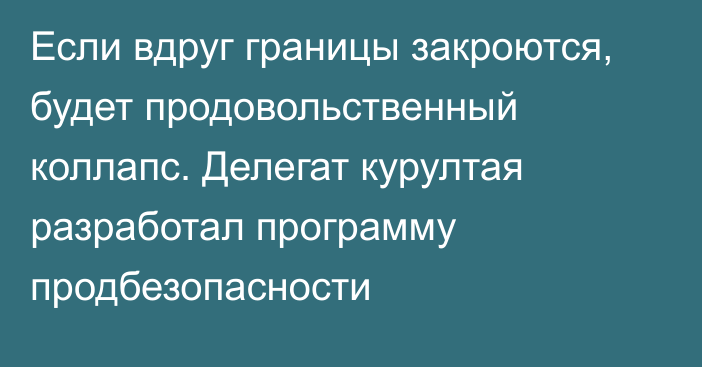 Если вдруг границы закроются, будет продовольственный коллапс. Делегат курултая разработал программу продбезопасности