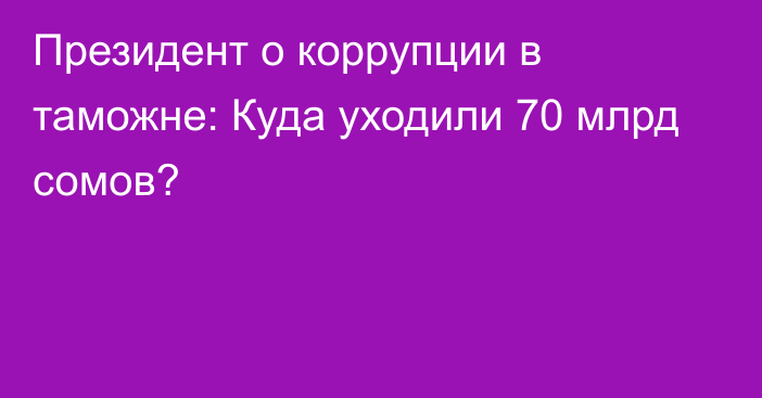 Президент о коррупции в таможне: Куда уходили 70 млрд сомов?