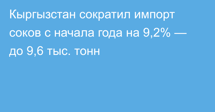 Кыргызстан сократил импорт соков с начала года на 9,2% — до 9,6 тыс. тонн