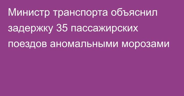 Министр транспорта объяснил задержку 35 пассажирских поездов аномальными морозами