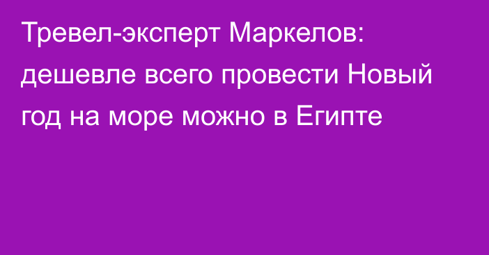 Тревел-эксперт Маркелов: дешевле всего провести Новый год на море можно в Египте