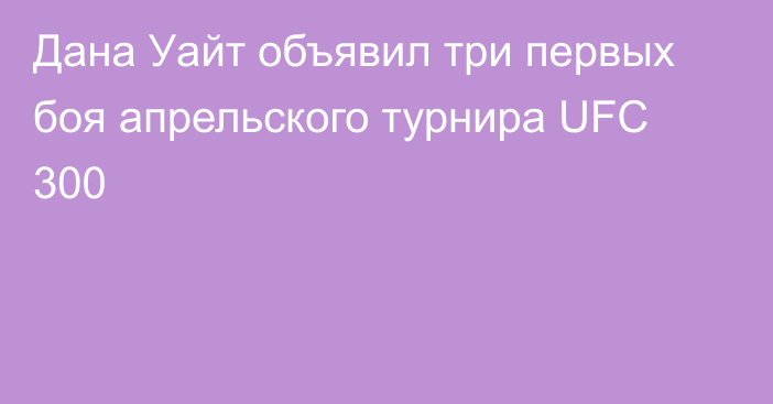 Дана Уайт объявил три первых боя апрельского турнира UFC 300