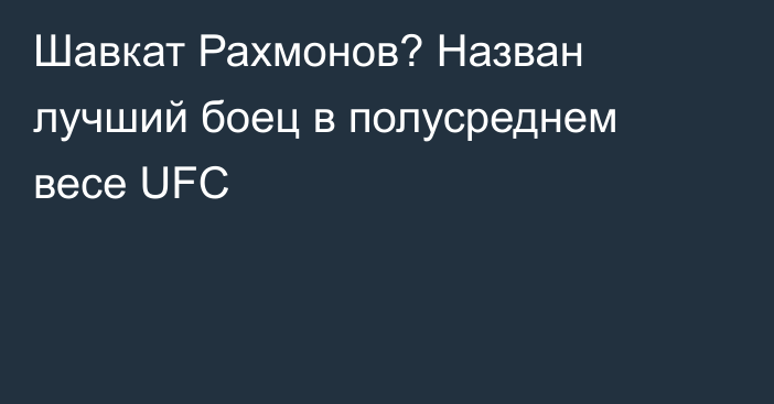 Шавкат Рахмонов? Назван лучший боец в полусреднем весе UFC