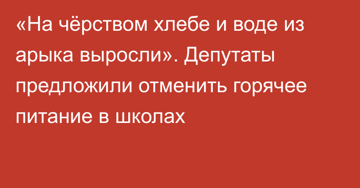 «На чёрством хлебе и воде из арыка выросли». Депутаты предложили отменить горячее питание в школах