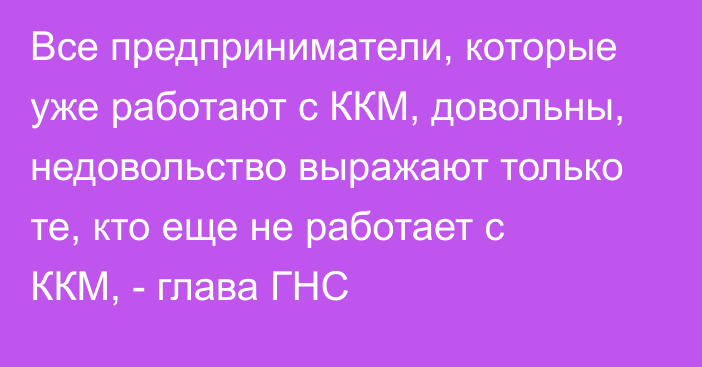 Все предприниматели, которые уже работают с ККМ, довольны, недовольство выражают только те, кто еще не работает с ККМ, - глава ГНС