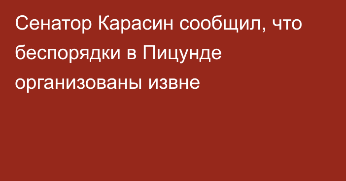 Сенатор Карасин сообщил, что беспорядки в Пицунде организованы извне