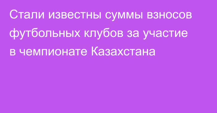 Стали известны суммы взносов футбольных клубов за участие в чемпионате Казахстана