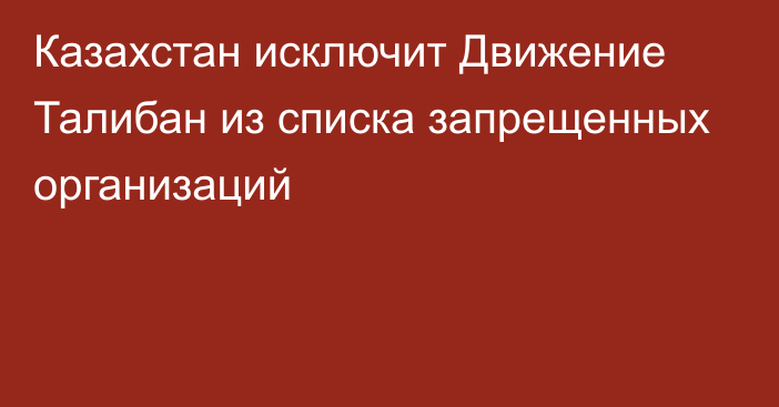 Казахстан исключит Движение Талибан из списка запрещенных организаций