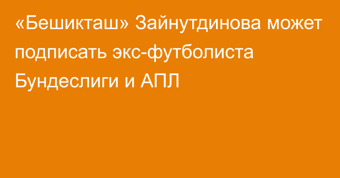 «Бешикташ» Зайнутдинова может подписать экс-футболиста Бундеслиги и АПЛ