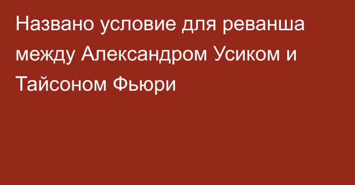 Названо условие для реванша между Александром Усиком и Тайсоном Фьюри