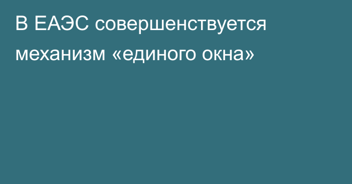 В ЕАЭС совершенствуется механизм «единого окна»