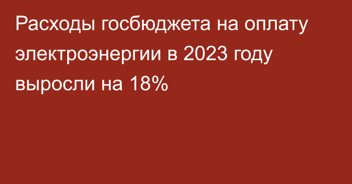 Расходы госбюджета на оплату электроэнергии в 2023 году выросли на 18%