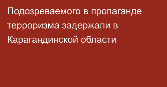 Подозреваемого в пропаганде терроризма задержали в Карагандинской области