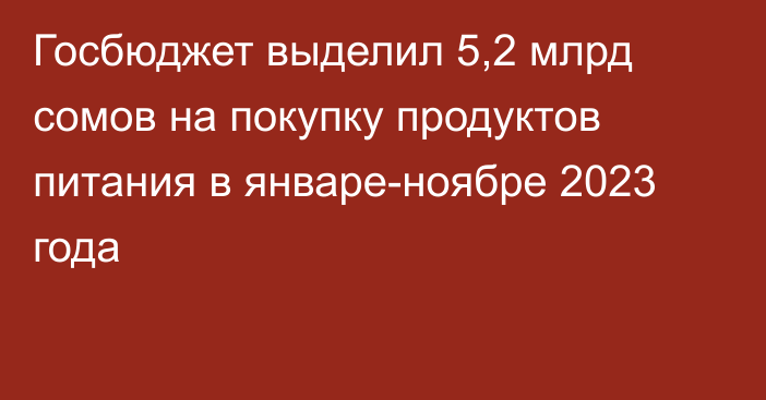 Госбюджет выделил 5,2 млрд сомов на покупку продуктов питания в январе-ноябре 2023 года