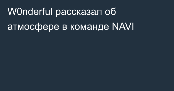 W0nderful рассказал об атмосфере в команде NAVI