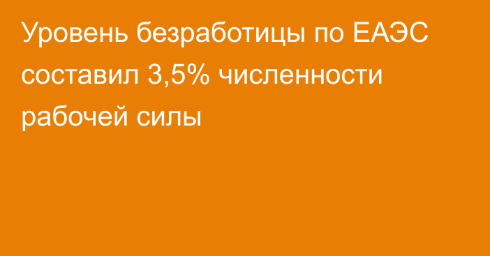 Уровень безработицы по ЕАЭС составил 3,5% численности рабочей силы