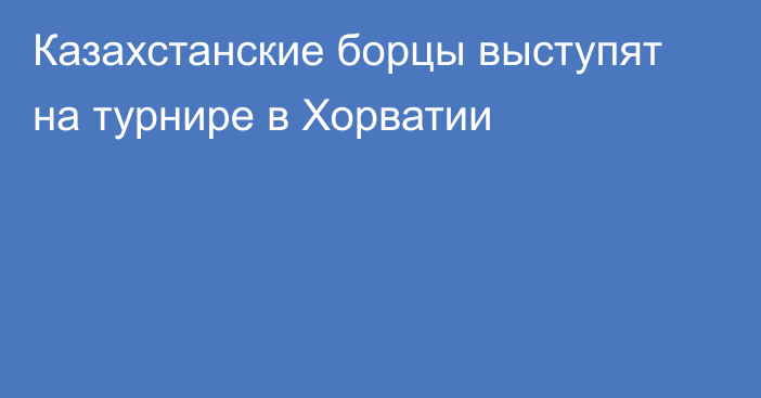 Казахстанские борцы выступят на турнире в Хорватии