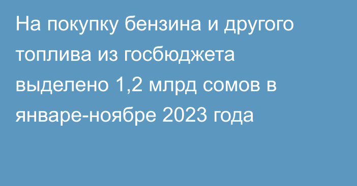 На покупку бензина и другого топлива из госбюджета выделено 1,2 млрд сомов в январе-ноябре 2023 года