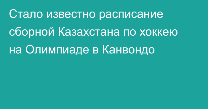 Стало известно расписание сборной Казахстана по хоккею на Олимпиаде в Канвондо