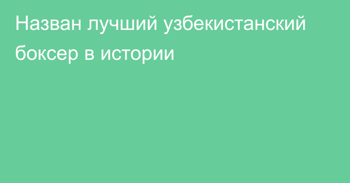 Назван лучший узбекистанский боксер в истории