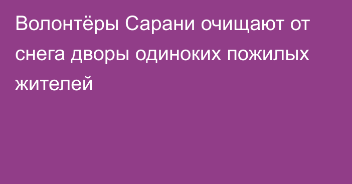 Волонтёры Сарани очищают от снега дворы одиноких пожилых жителей