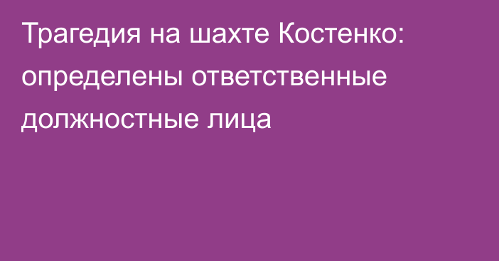 Трагедия на шахте Костенко: определены ответственные должностные лица