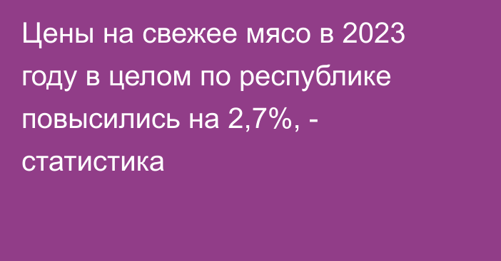 Цены на свежее мясо в 2023 году в целом по республике повысились на 2,7%, - статистика