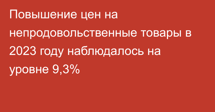 Повышение цен на непродовольственные товары в 2023 году наблюдалось на уровне 9,3%