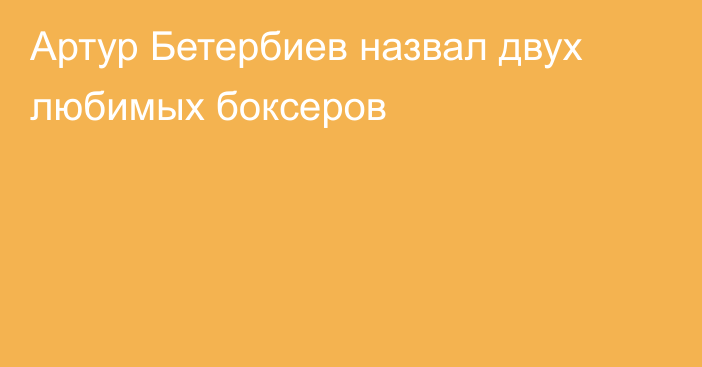 Артур Бетербиев назвал двух любимых боксеров