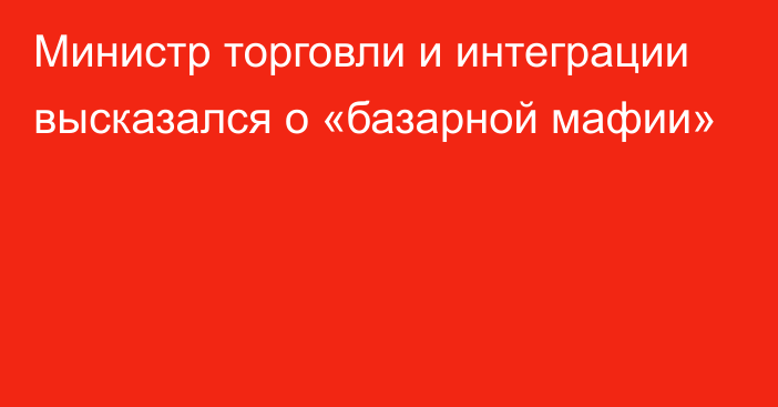 Министр торговли и интеграции высказался о «базарной мафии»