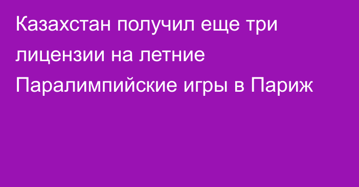 Казахстан получил еще три лицензии на летние Паралимпийские игры в Париж