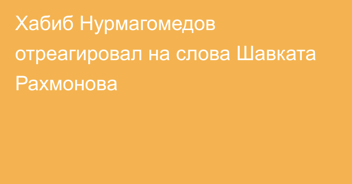 Хабиб Нурмагомедов отреагировал на слова Шавката Рахмонова