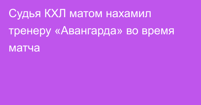 Судья КХЛ матом нахамил тренеру «Авангарда» во время матча