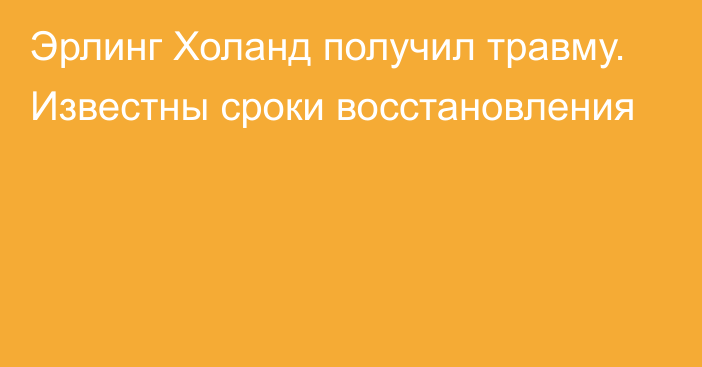 Эрлинг Холанд получил травму. Известны сроки восстановления