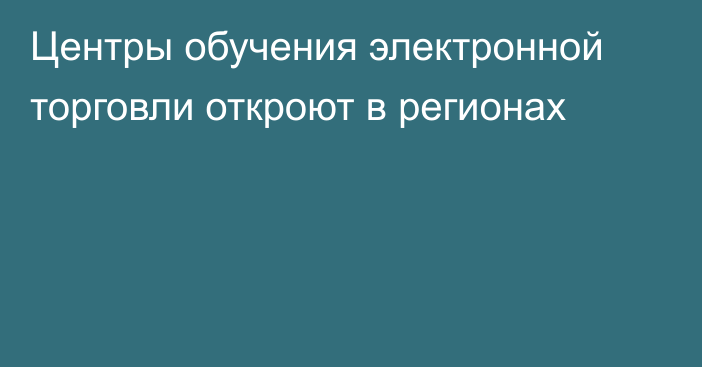 Центры обучения электронной торговли откроют в регионах